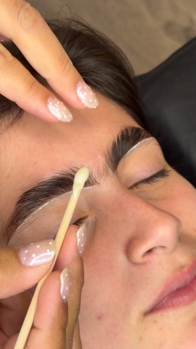 Brow tint being applied at Untamed Brow Lounge